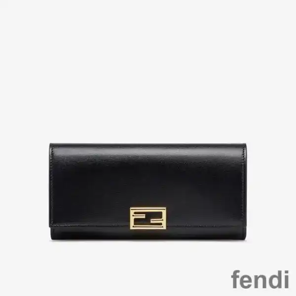 Affordable Fendi FF Continental Wallet In Calf Leather Black