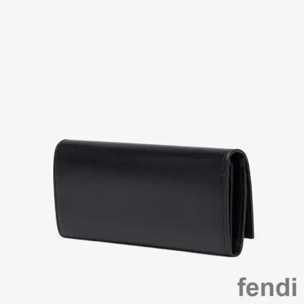 Affordable Fendi FF Continental Wallet In Calf Leather Black