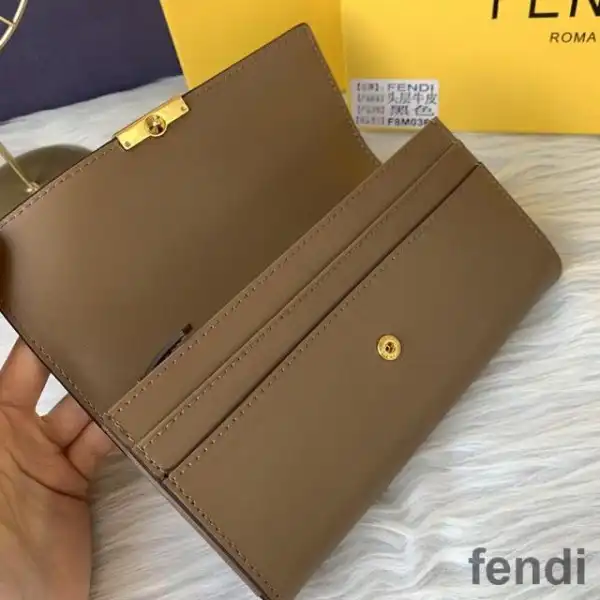 Affordable Fendi FF Continental Wallet In Calf Leather Grey