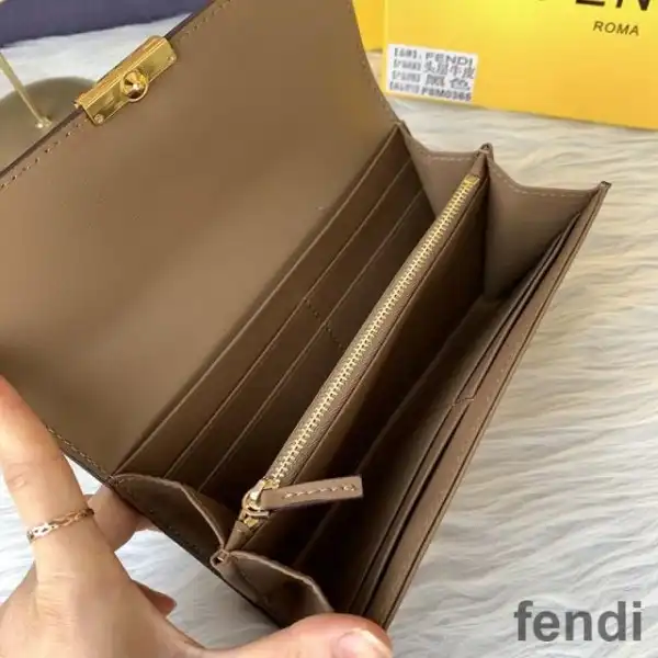 Affordable Fendi FF Continental Wallet In Calf Leather Grey