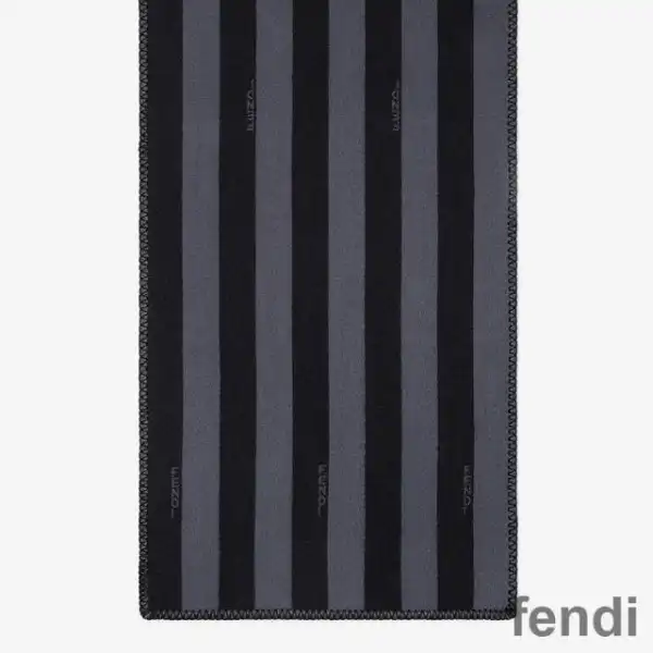 Cheap Fendi FF Rectangular Scarf Man In Silk and Wool Black