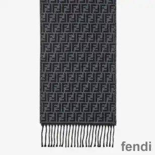 Cheap Fendi FF Rectangular Scarf Man In Wool Black