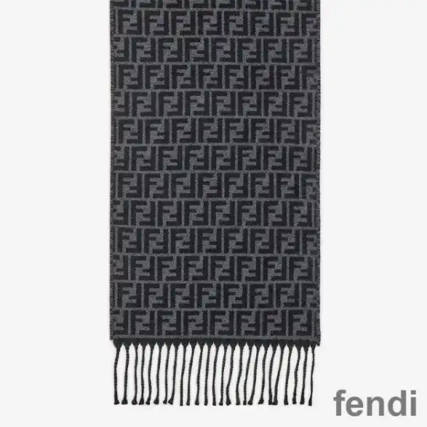 Cheap Fendi FF Rectangular Scarf Man In Wool Black