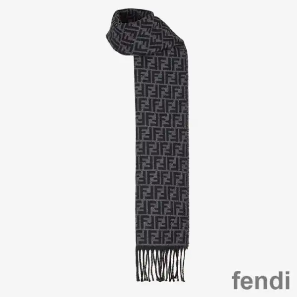 Cheap Fendi FF Rectangular Scarf Man In Wool Black