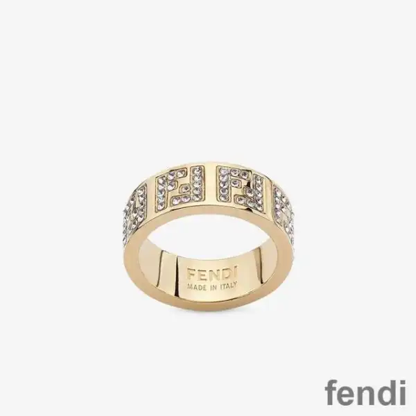 Affordable Fendi FF Ring In Crystals Metal Gold