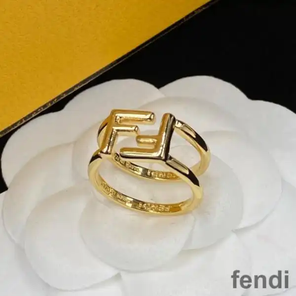 Cheap Fendi FF Rings In Metal Gold