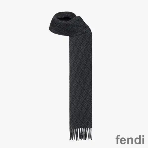 Cheap Fendi FF Scarf In Wool Black