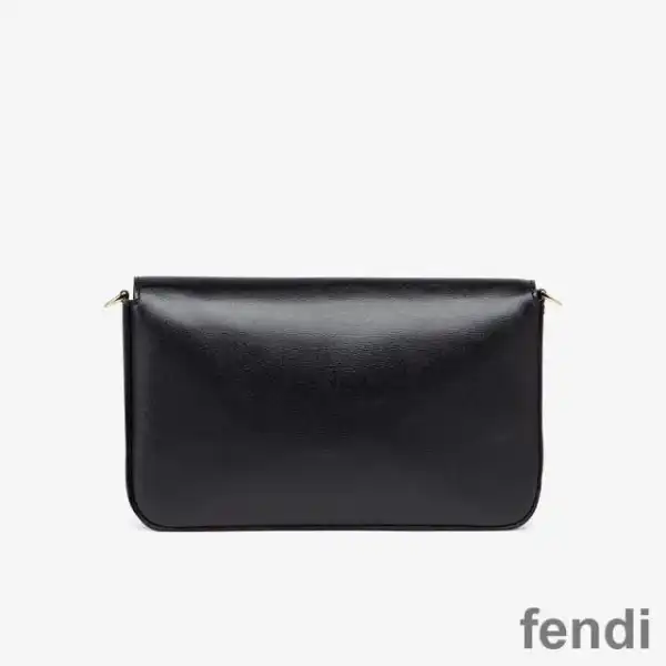 Cheap Fendi FF Wallet On Chain With Pouches In Calf Leather Black