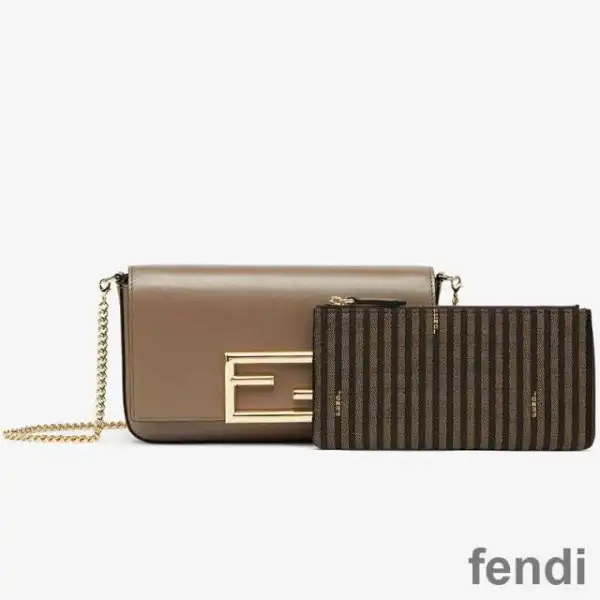 Affordable Fendi FF Wallet On Chain With Pouches In Calf Leather Grey