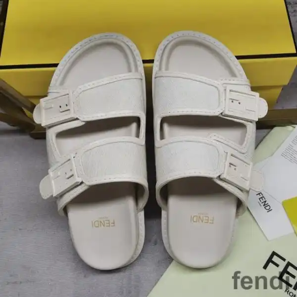 Affordable Fendi Feel Slides Unisex FF Motif Fabric White