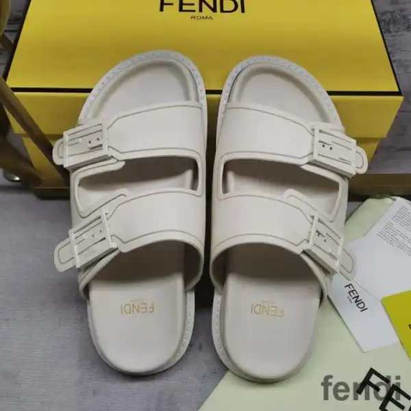 Affordable Fendi Feel Slides Unisex Leather White