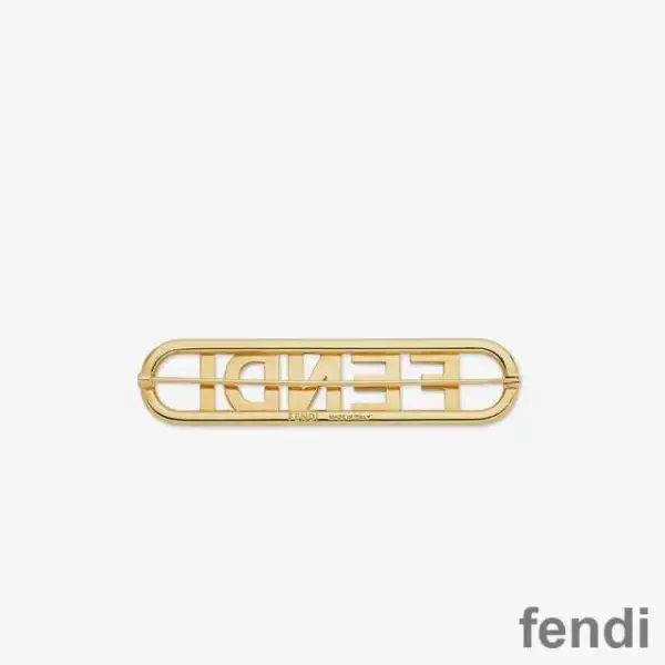 Affordable Fendi Fendigraphy Brooch In Metal with Crystals Gold