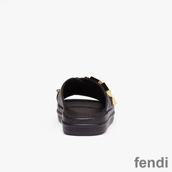 Cheap Fendi Fendigraphy Crossover Slides Women Leather Black