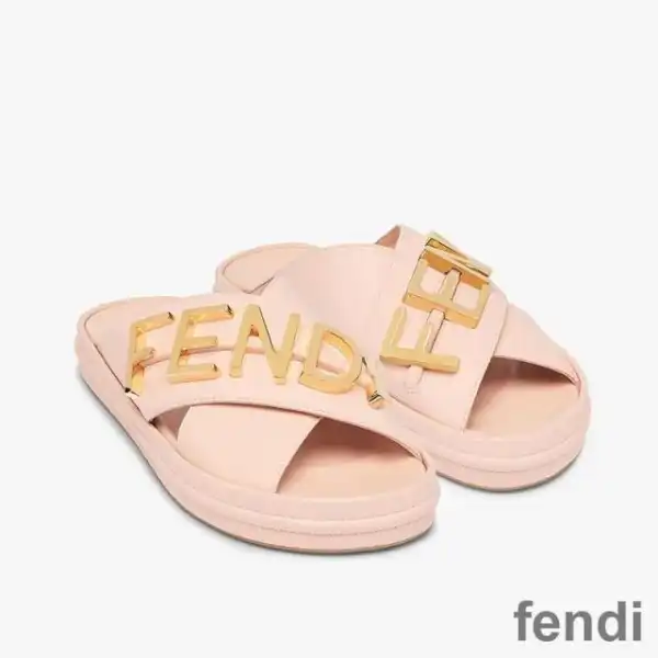 Cheap Fendi Fendigraphy Crossover Slides Women Leather Pink