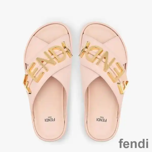 Cheap Fendi Fendigraphy Crossover Slides Women Leather Pink