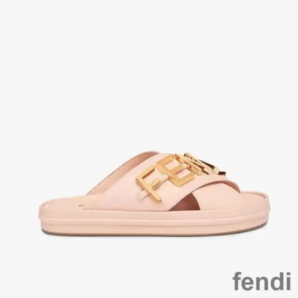 Cheap Fendi Fendigraphy Crossover Slides Women Leather Pink