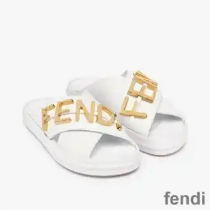 Fendi Fendigraphy Crossover Slides Women Leather White