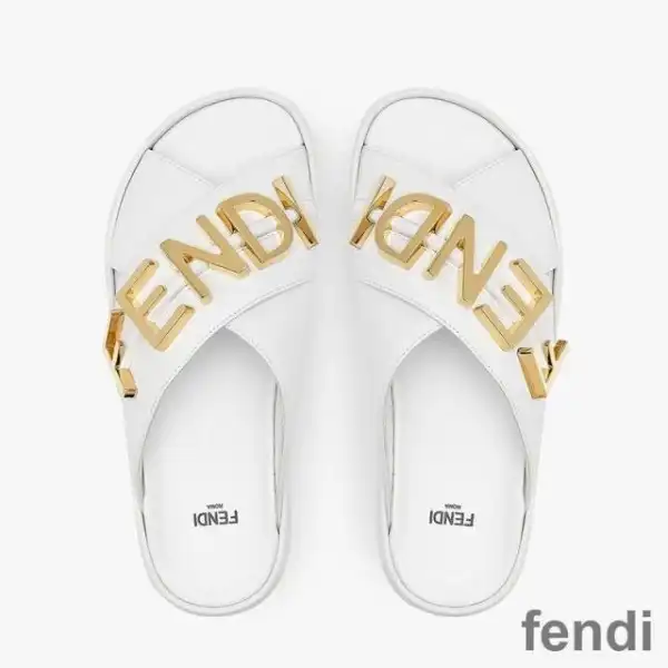 Cheap Fendi Fendigraphy Crossover Slides Women Leather White