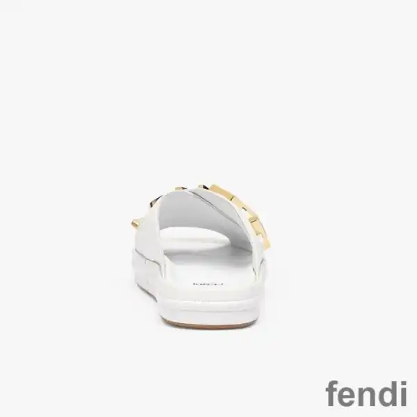 Cheap Fendi Fendigraphy Crossover Slides Women Leather White