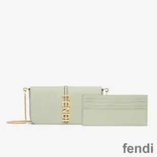 Fendi Fendigraphy Wallet with Chain In Calf Leather Green