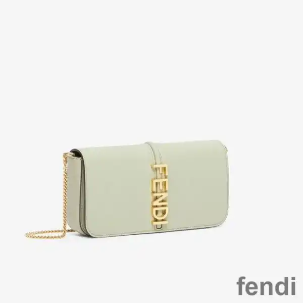 Affordable Fendi Fendigraphy Wallet with Chain In Calf Leather Green