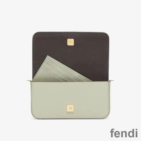 Affordable Fendi Fendigraphy Wallet with Chain In Calf Leather Green