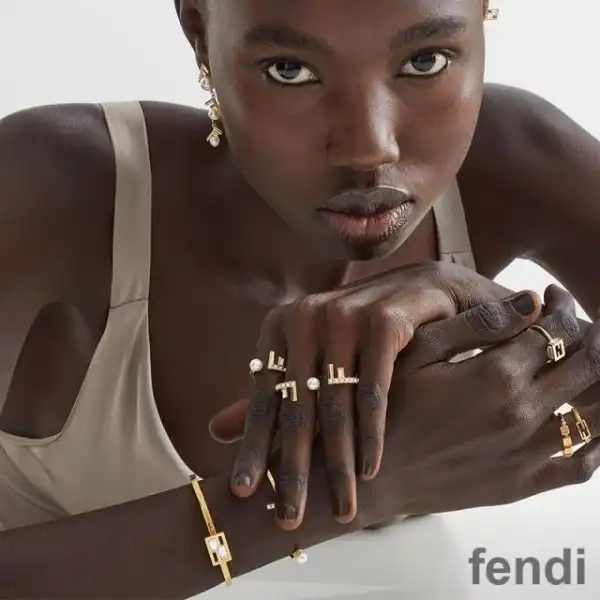 Affordable Fendi First Bangle Bracelet In Metal with Crystals and Pearls Gold