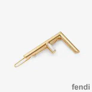 Fendi First Hair Clip In Metal with Crystals Gold