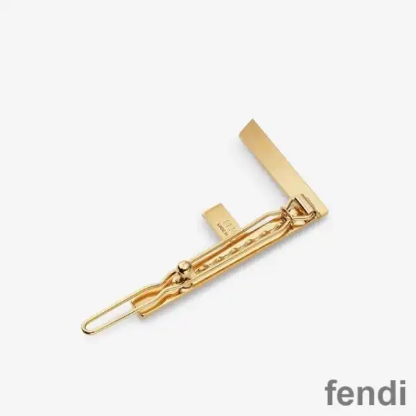 Cheap Fendi First Hair Clip In Metal with Crystals Gold