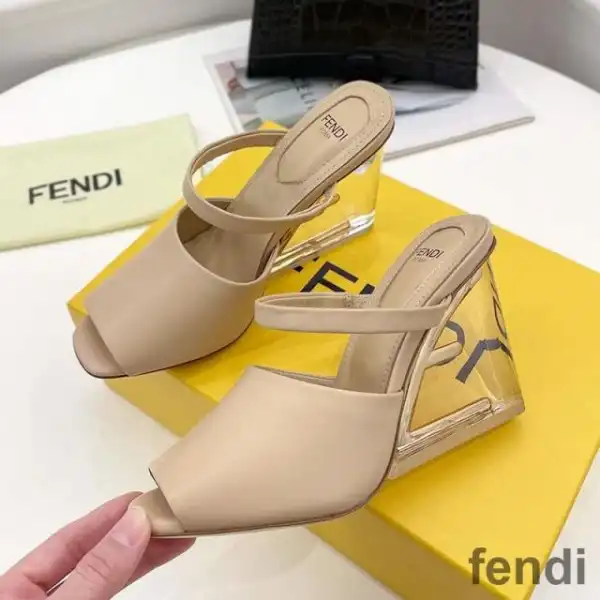 Affordable Fendi First Sandals Women Calf Leather Beige