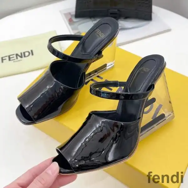 Cheap Fendi First Sandals Women Patent Leather Black