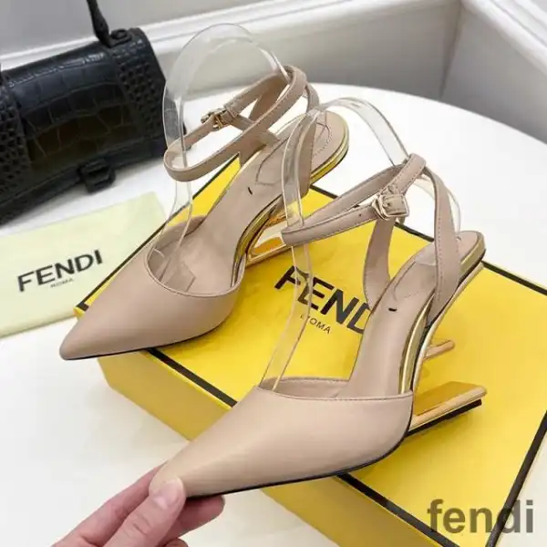 Affordable Fendi First Slingback Pumps Women Calf Leather Beige