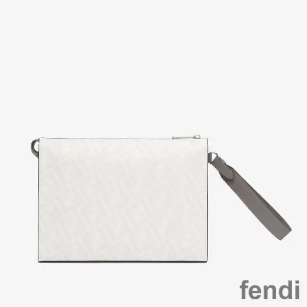 Cheap Fendi Flat Pouch In FF Motif Fabric White Red