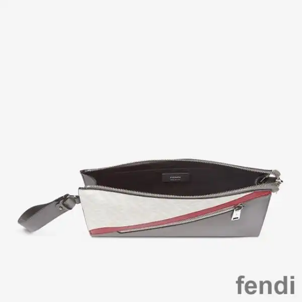 Cheap Fendi Flat Pouch In FF Motif Fabric White Red