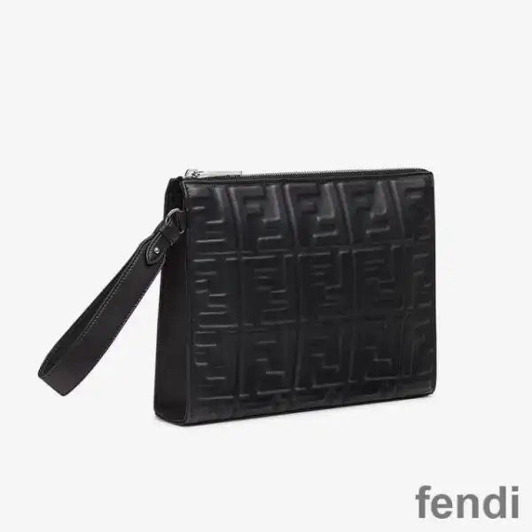 Affordable Fendi Flat Pouch In FF Motif Nappa Leather Black