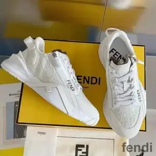 Fendi Flow Sneakers Men Caiman Leather White