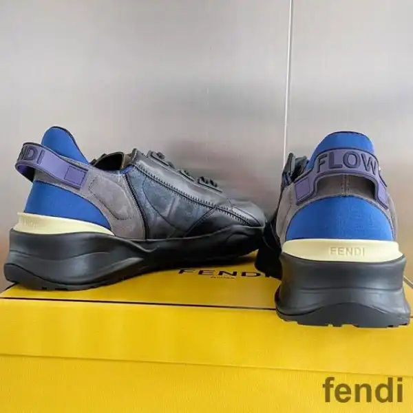 Affordable Fendi Flow Sneakers Men FF Motif Fabric and Suede Black