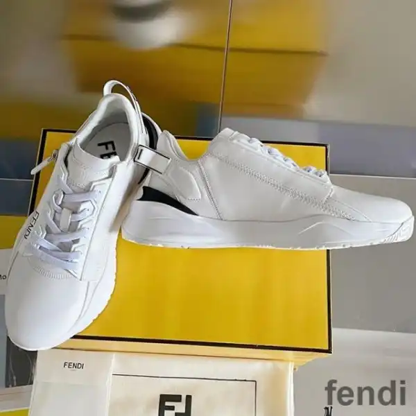 Cheap Fendi Flow Sneakers Men Leather White