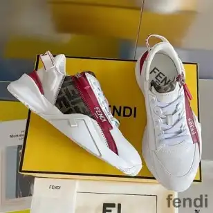 Fendi Flow Sneakers Men Leather and Suede White