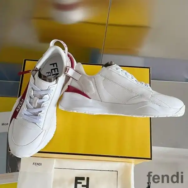 Cheap Fendi Flow Sneakers Men Leather and Suede White