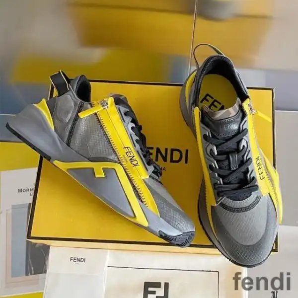 Affordable Fendi Flow Sneakers Men Mesh and Suede Black