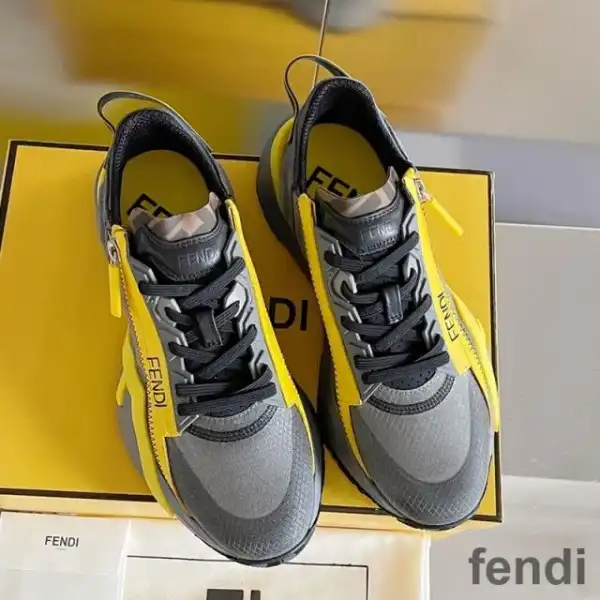 Affordable Fendi Flow Sneakers Men Mesh and Suede Black