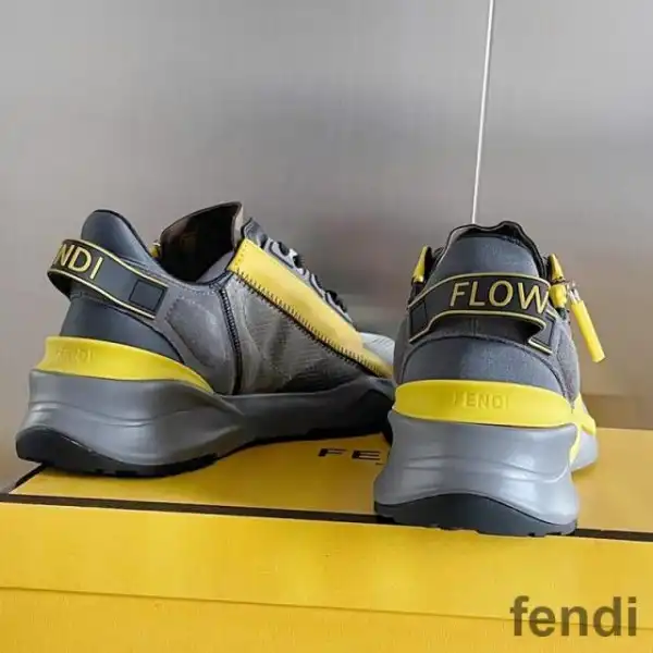 Affordable Fendi Flow Sneakers Men Mesh and Suede Black