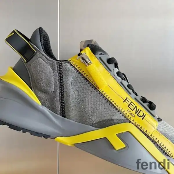 Affordable Fendi Flow Sneakers Men Mesh and Suede Black