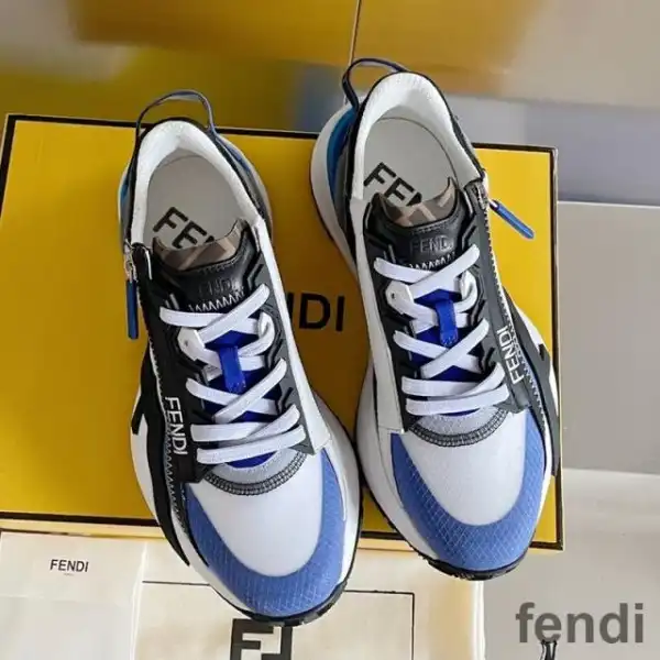 Affordable Fendi Flow Sneakers Men Mesh and Suede Blue