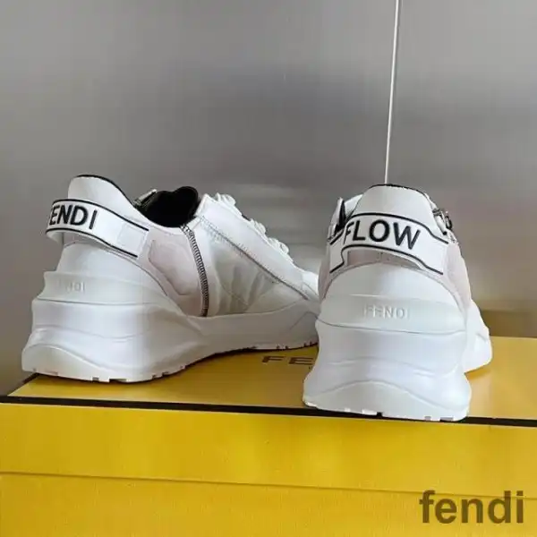 Cheap Fendi Flow Sneakers Men Mesh and Suede White