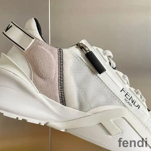 Cheap Fendi Flow Sneakers Men Mesh and Suede White