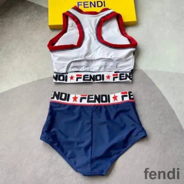 Affordable Fendi Gym Set Women Fila Logo Motif Lycra Blue White