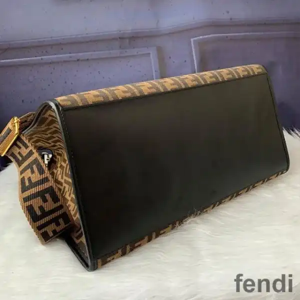 Affordable Fendi Large Sunshine Shopper Bag In FF Motif Fabric Coffee