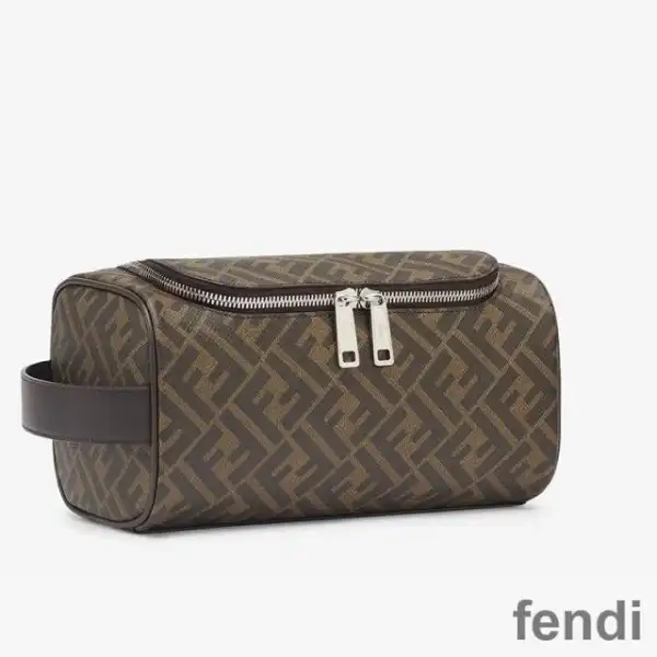 Cheap Fendi Make-up Bag with Handle In FF Motif Fabric Brown